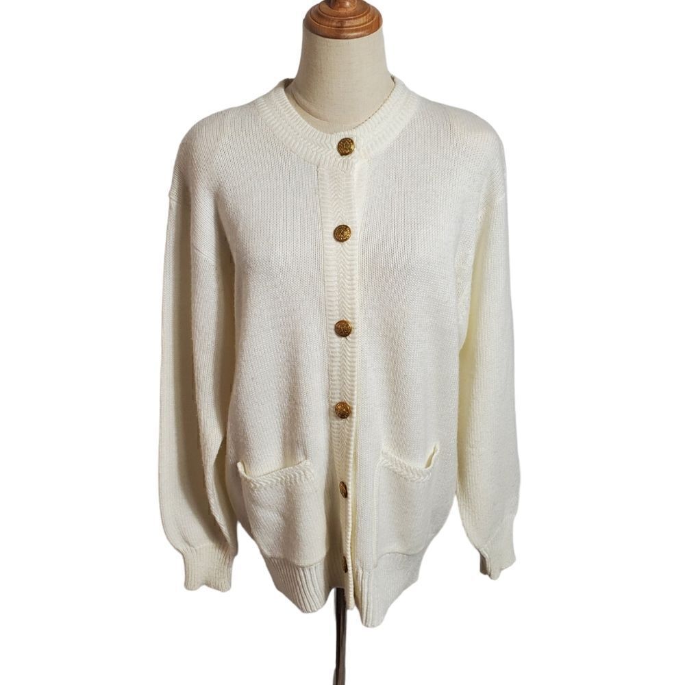Vintage Cream with Gold Buttons Cardigan - Picture 1 of 6